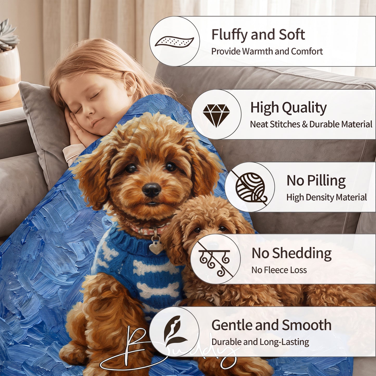 Personalized Oil Painting Style Pet Photo Soft Throw Blanket with Name Home Decor Birthday Pet Memorial Gift for Pet Lovers