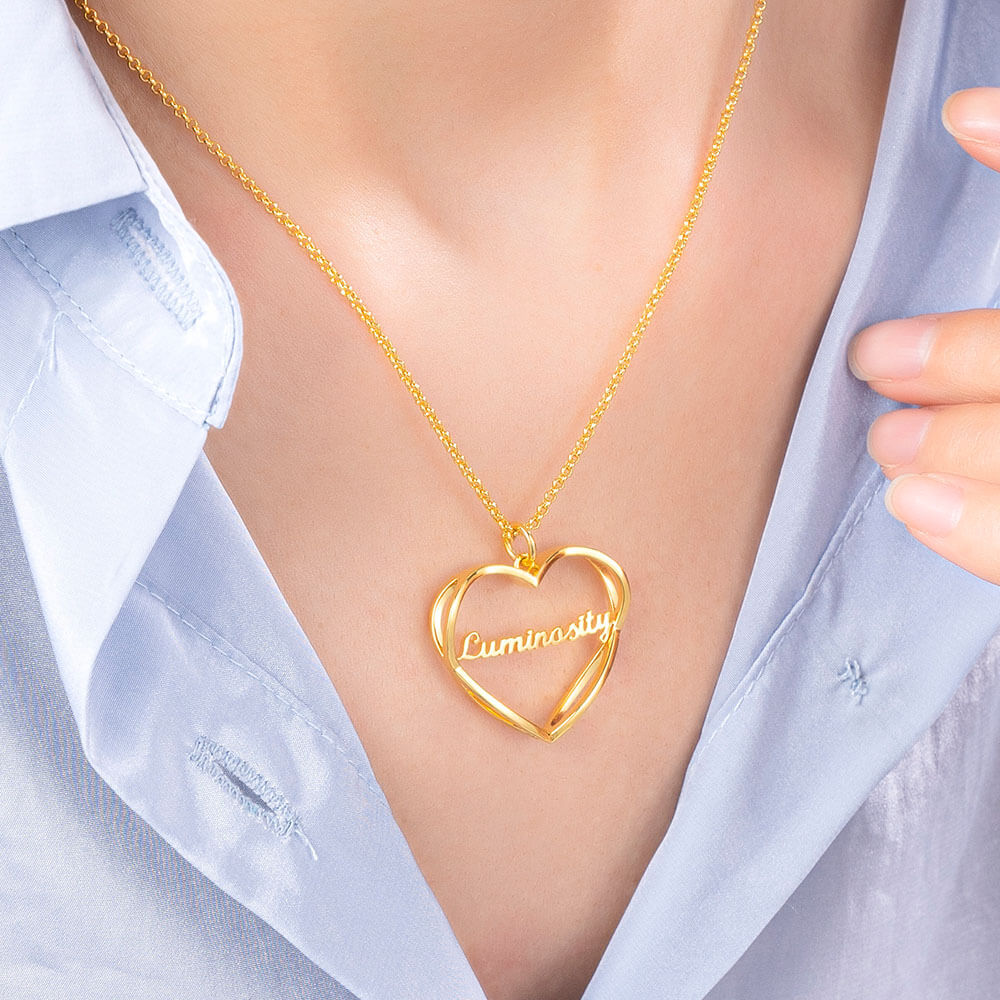 Personalized Heart Infinity Sterling Silver Necklace with Name Dainty Jewelry Birthday Valentine's Day Gift for Women
