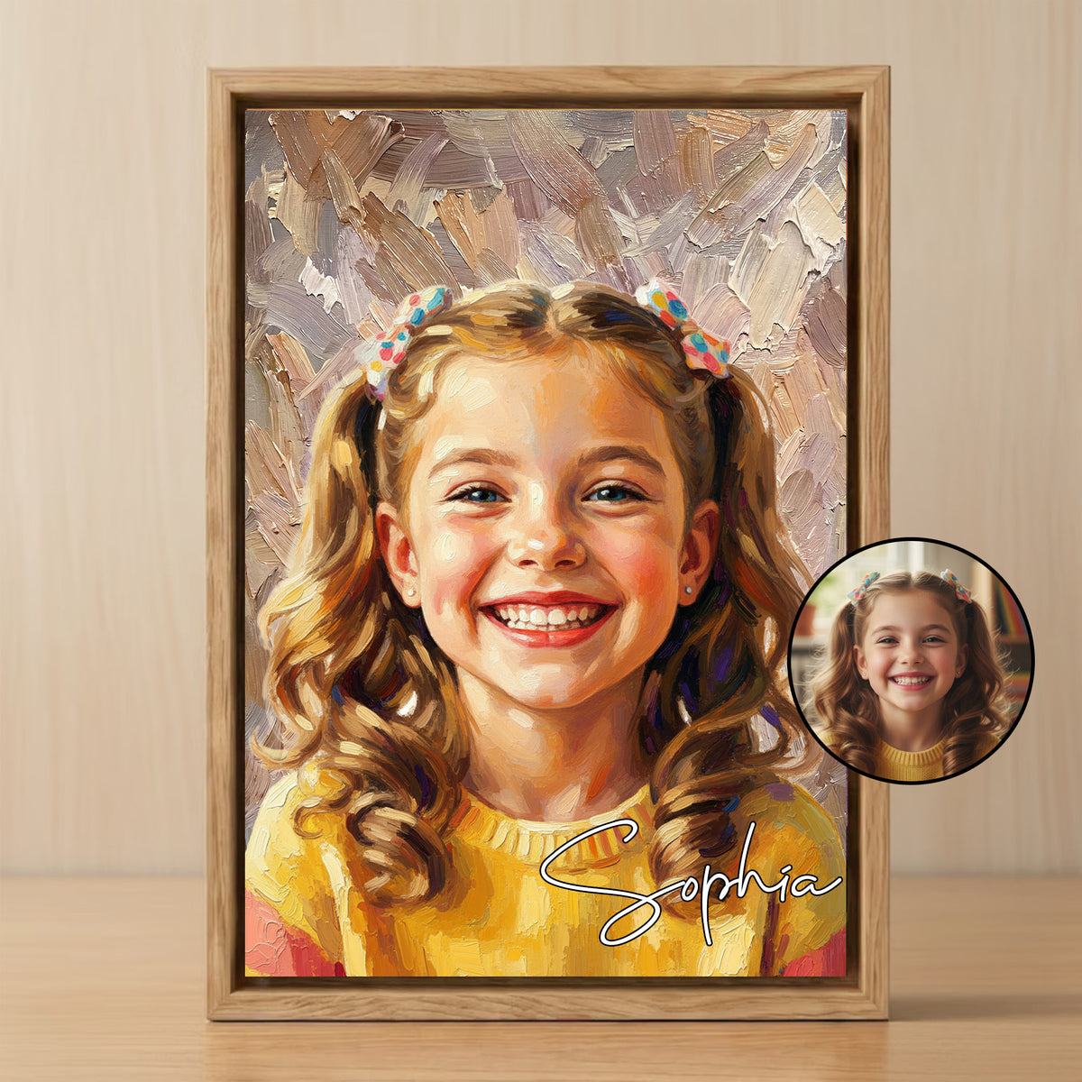Personalized Modern Oil Painting Style Photo Framed Canvas Prints with Name Home Decor Ship from USA Housewarming Anniversary Gift for Family Friends