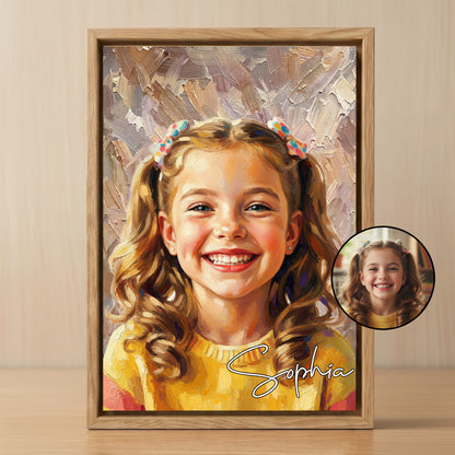 Personalized Modern Oil Painting Style Photo Framed Canvas Prints with Name Home Decor Ship from USA Housewarming Anniversary Gift for Family Friends