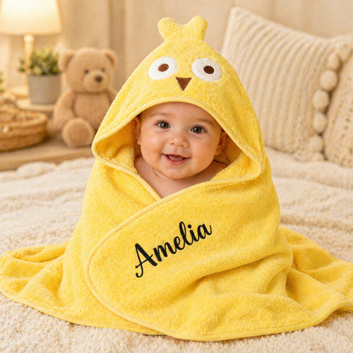 Personalized Cute Moose Animal Hooded Embroidered Soft Throw Blanket with with Name Daily Use Birthday Baby Shower Gift for New Moms Babies