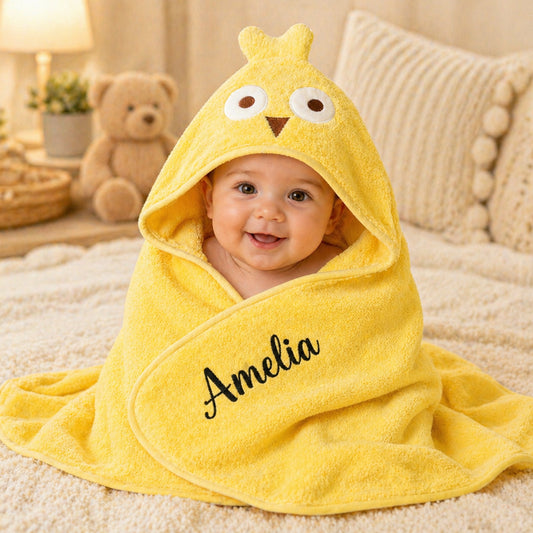 Personalized Cute Moose Animal Hooded Embroidered Soft Throw Blanket with with Name Daily Use Birthday Baby Shower Gift for New Moms Babies