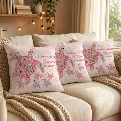 Personalized Sea Turtle Pattern Soft Throw Pillow Cover with Name Home Decor Anniversary Birthday Gift for Girl Woman Grandma