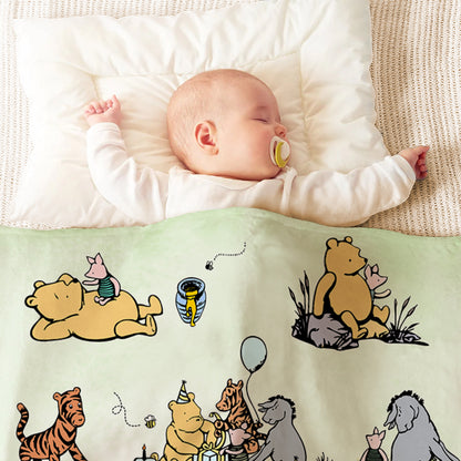 Personalized Classic Winnie the Pooh Illustration Soft Throw Blanket with Name Nursery Decor Birthday Baby Shower Gift for Newborns Boys Girls