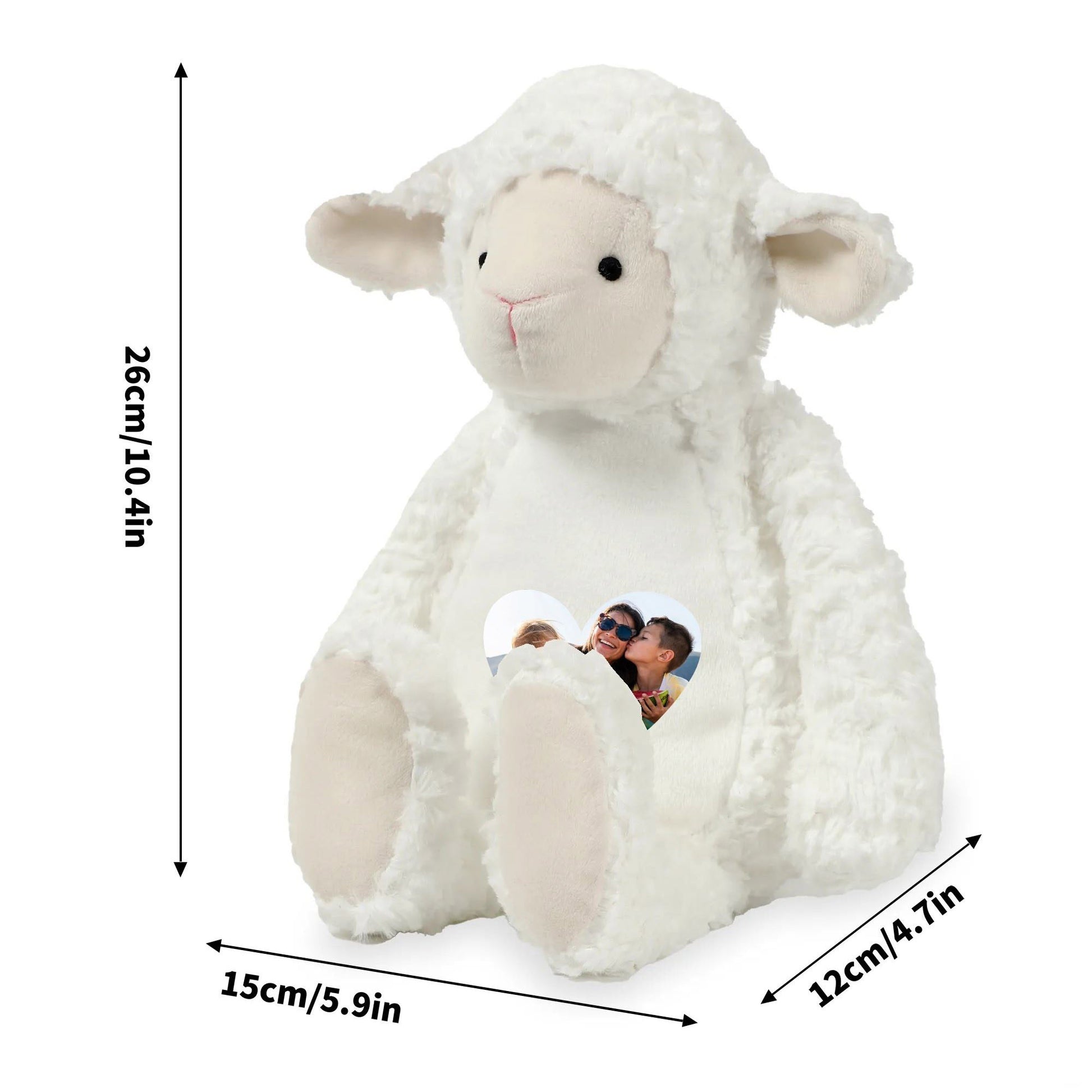 Personalized Cute Cartoon Bunny Bear Plush Toy with Heart Photo Daily Use Birthday Gift for Couple Kids