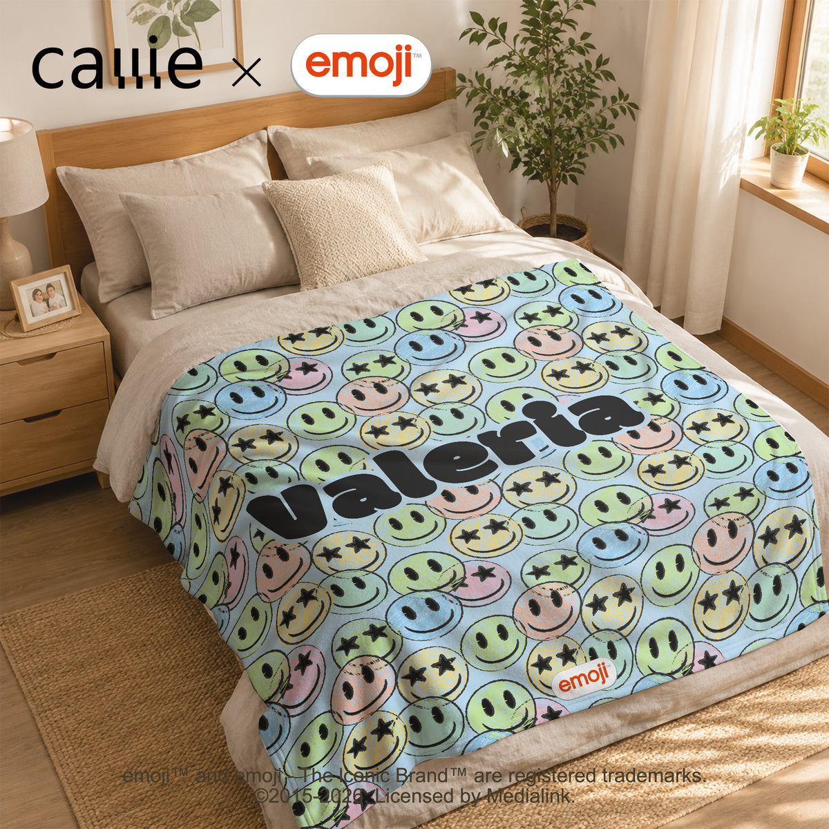 Personalized Playful emoji Soft Throw Blanket with Name Home Decor Birthday Gift for Friends Kids Family | Callie × emoji ™