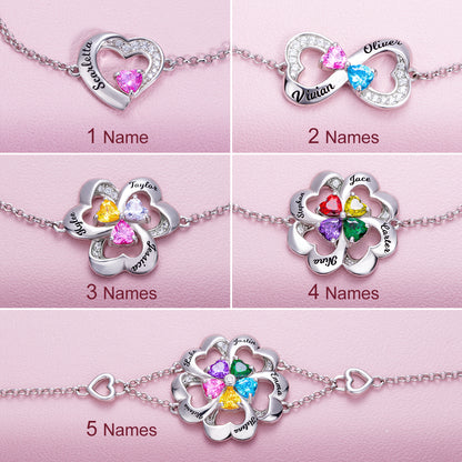 Women's Bracelet with Custom Heart Birthstone and Name