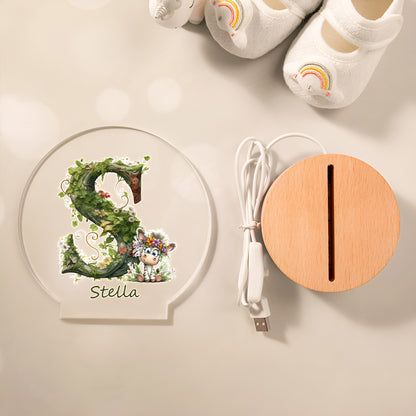Personalized Jungle Animal Initial Acrylic Night Light with Name Bedroom Decor Baby Shower Gift for Babies Toddlers