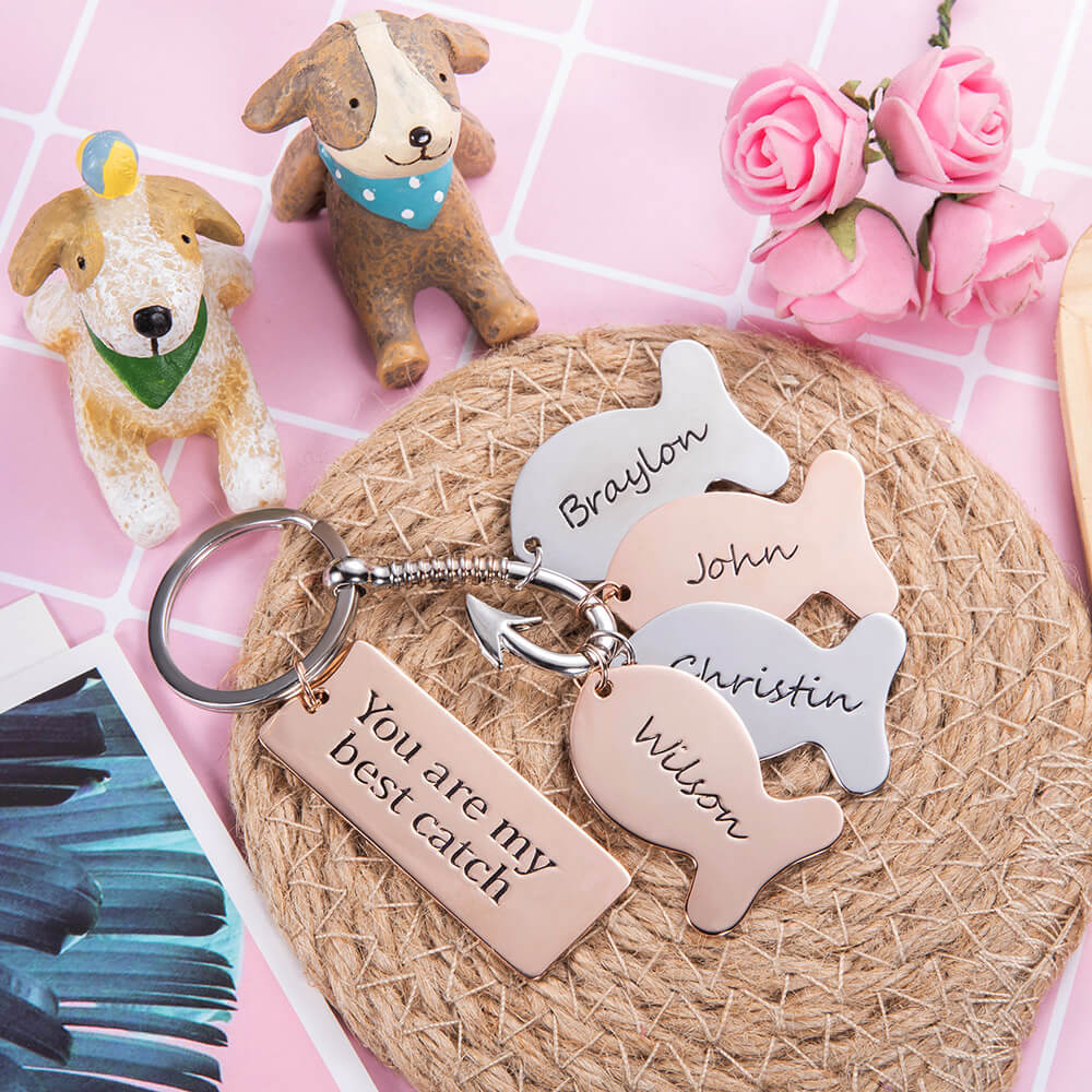 Personalized Hook Keychain with Name Fish