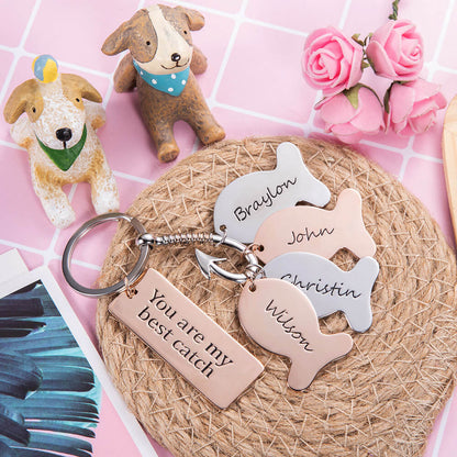 Personalized Hook Keychain with Name Fish
