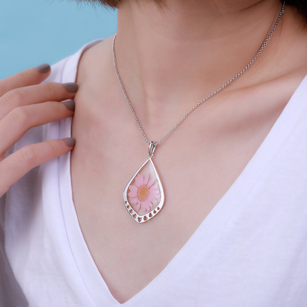 Birth Month Dried Flower Drop Necklace