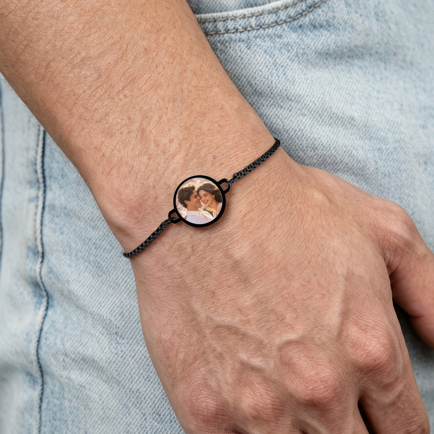 Personalized Heat-Activated Hidden Photo Adjustable Bracelet with Engraved Text Memorable Birthday Anniversary Gift for Women Men