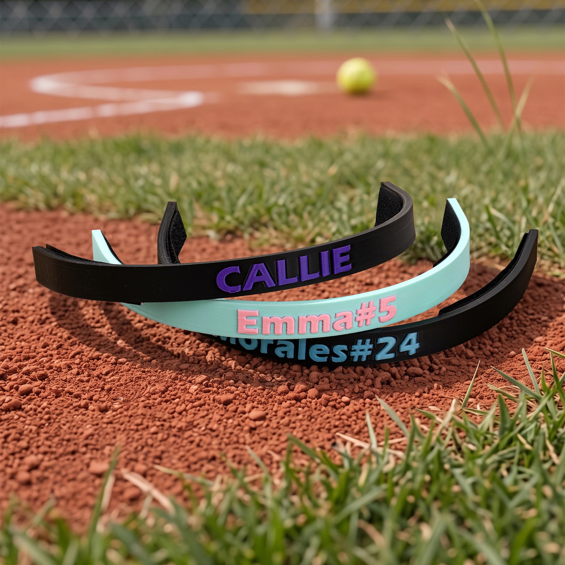 Personalized Multicolor Softball Fielder’s Mask Name Plate with Text Season‑End Gift for Softball Athletes