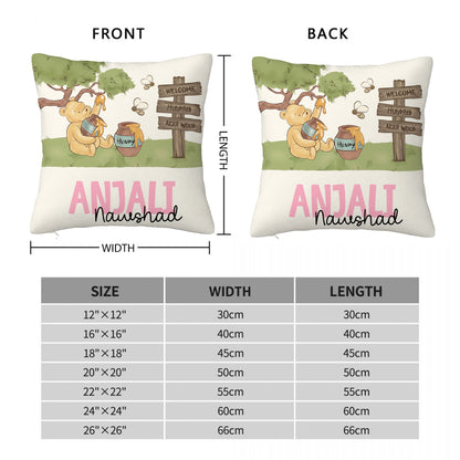 Personalized Classic Winnie the Pooh Soft Throw Pillow Cover with Name and Surname Home Decor Birthday Gift for Boys Girls