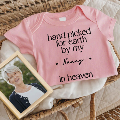Hand Picked for Earth by My Loved One in Heaven - Personalized 100% Cotton Baby Bodysuit Kid T-shirt