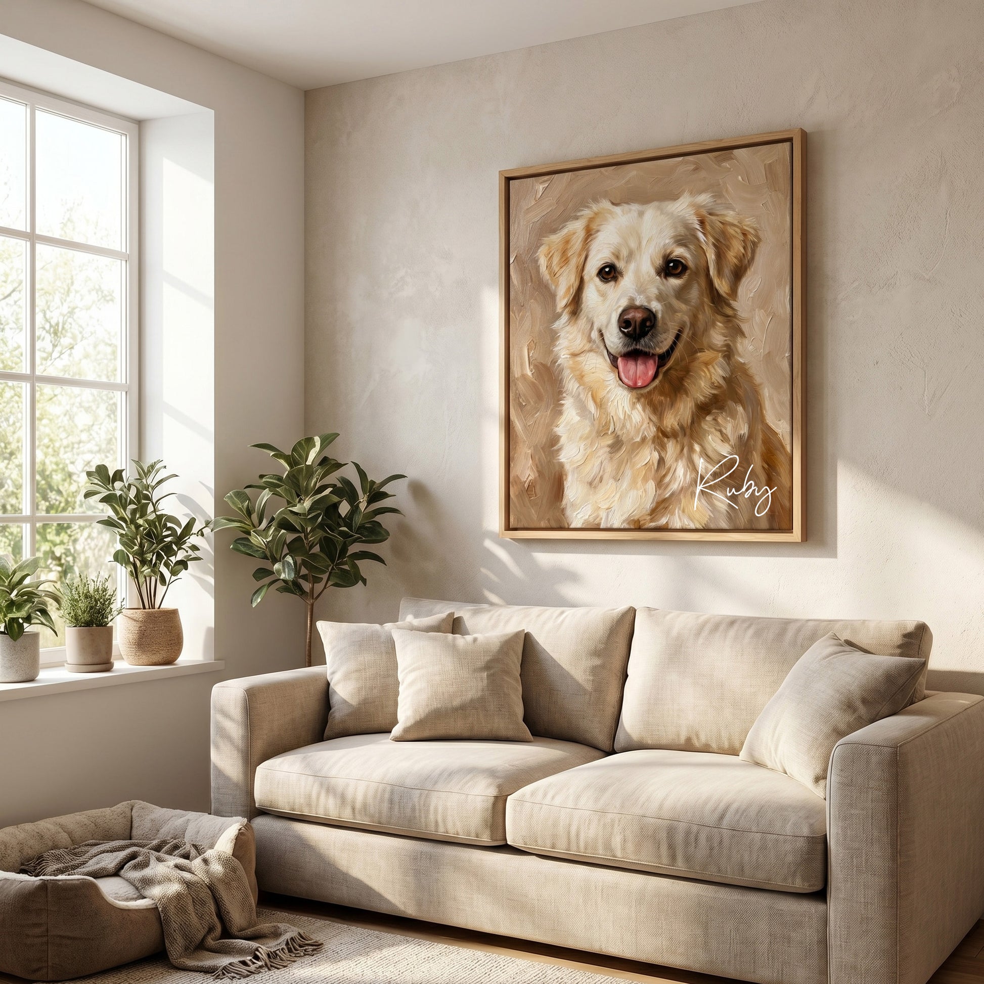 Personalized Modern Painting Texture Style Pet Photo Canvas Prints with Name Warm Minimalist Home Decor Ship from USA Birthday Gift for Pet Lovers