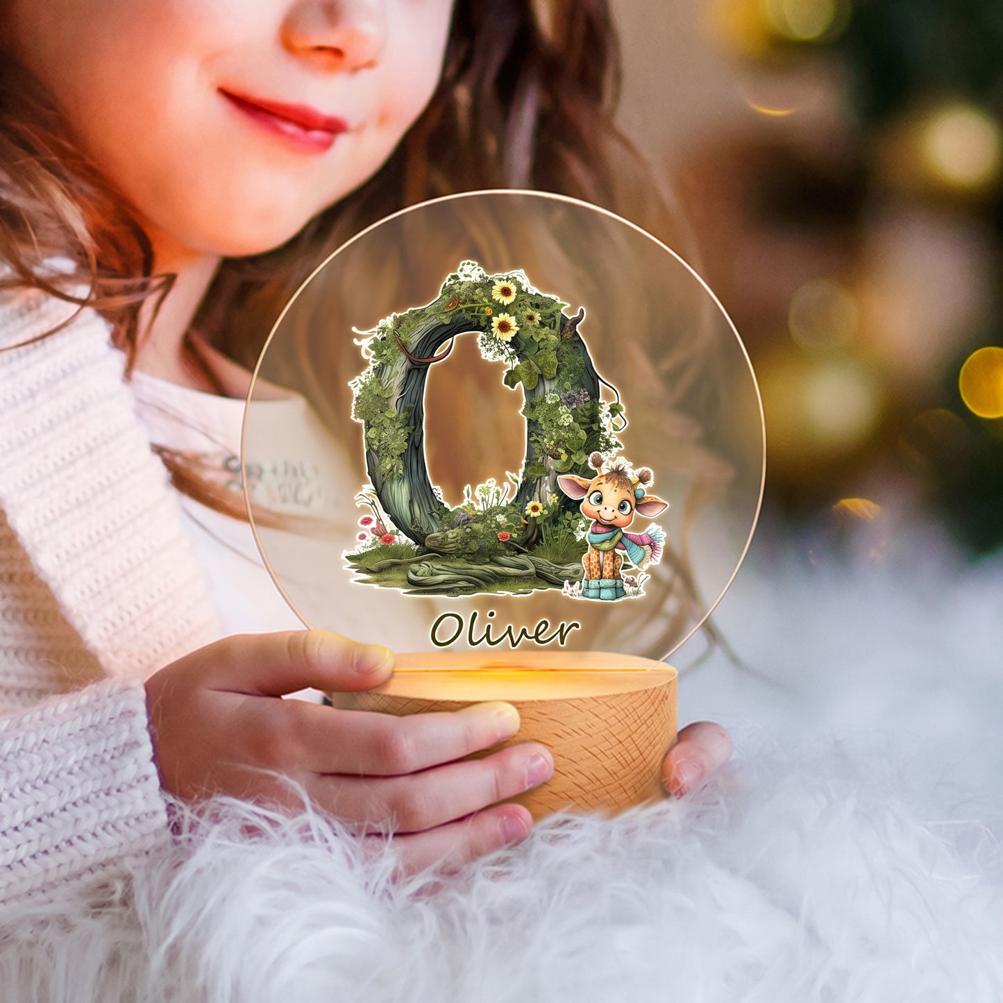 Personalized Jungle Animal Initial Acrylic Night Light with Name Bedroom Decor Baby Shower Gift for Babies Toddlers