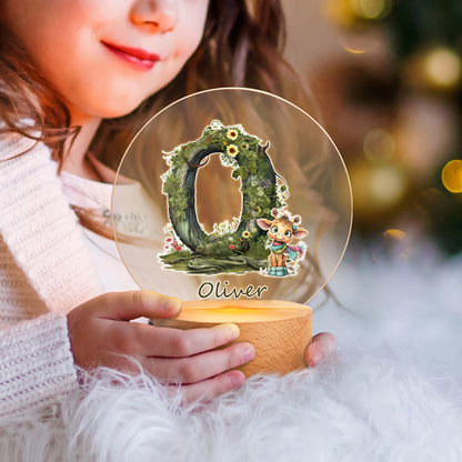 Personalized Jungle Animal Initial Acrylic Night Light with Name Bedroom Decor Baby Shower Gift for Babies Toddlers