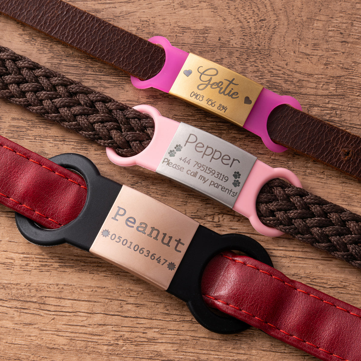 Personalized Silicone No-Slip Silent Slide on Pet Collar ID Tag with Engraved Name Phone Number Text Pet Supplies Birthday Gift for Pet Lovers Owners