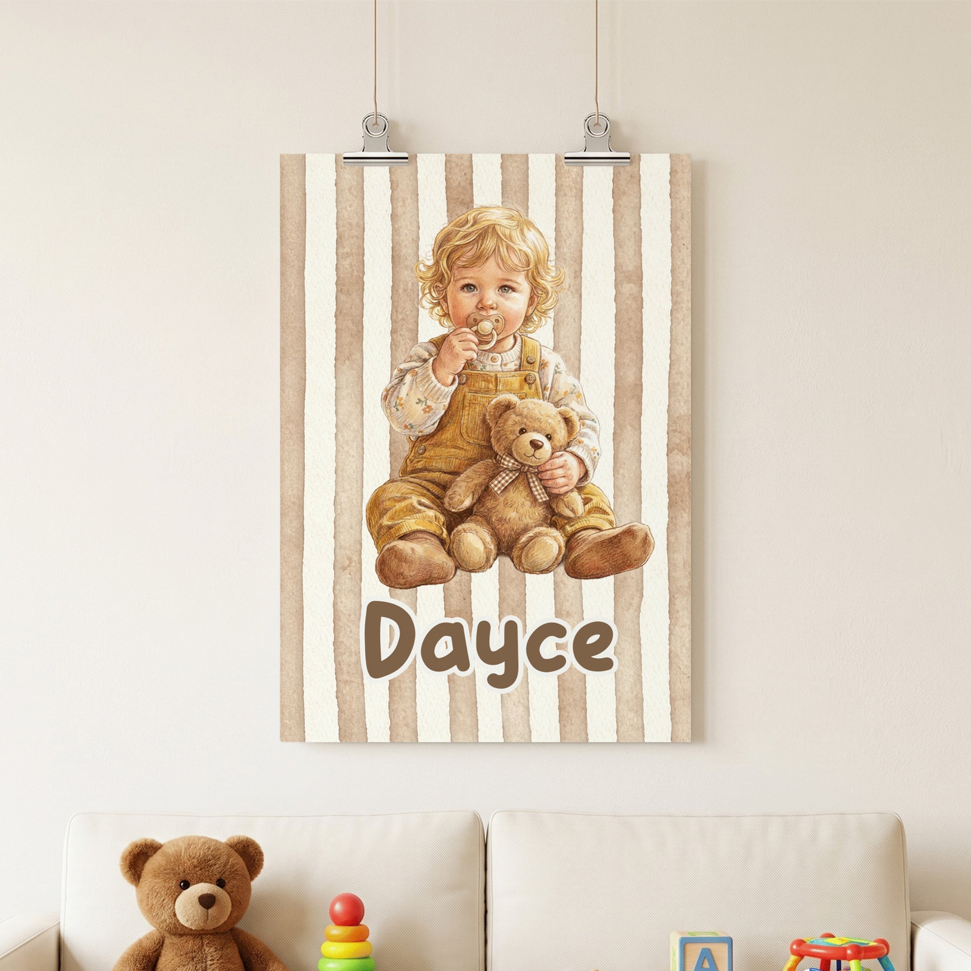 Personalized Baby First Word Mispronunciation Canvas Poster Frameless Framed Painting with Photo and Text Birthday Gift for Toddlers New Parents
