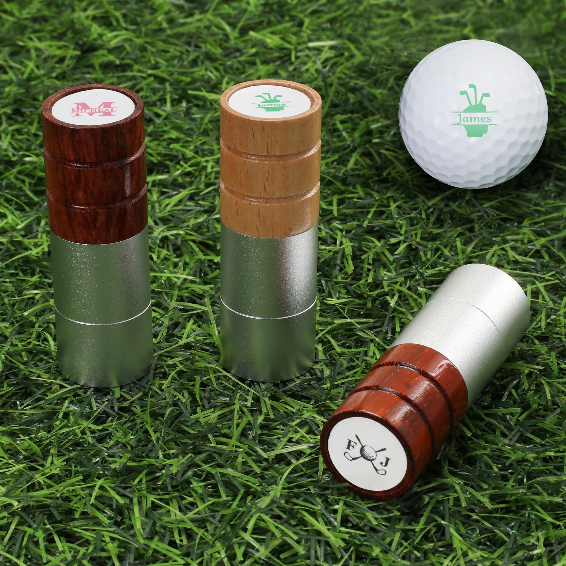 Personalized Golf Elements Initial Design Golf Ball Stamp with Name and Tin Storage Box Golf Accessory Birthday Gift for Golf Lover Player