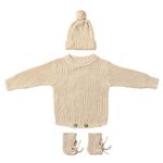 Personalized Multicolor Knitted 100% Cotton Soft Baby Bodysuit Hat Booties Set with Embroidered Name Coming Home Outfit Birthday Gift for Baby Newborn - CALLIE