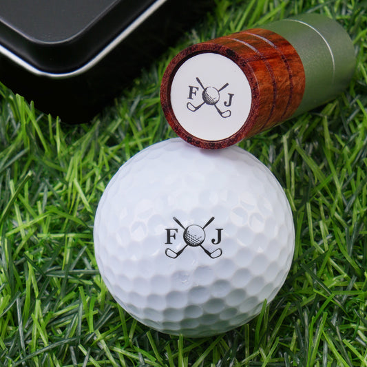 Personalized Golf Elements Initial Design Golf Ball Stamp with Name and Tin Storage Box Golf Accessory Birthday Gift for Golf Lover Player