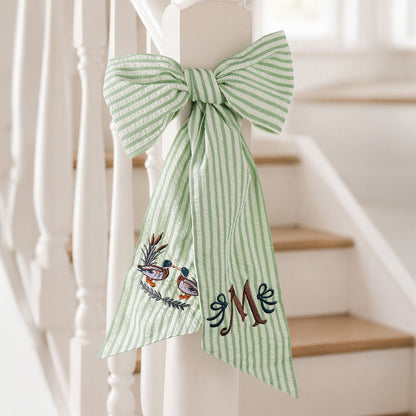 Personalized Mallard Ducks & Sage Green Baby Sash with Embroidered Initial Newborn Photography Prop Nursery Decor Baby Shower Gift for New Mom Dad