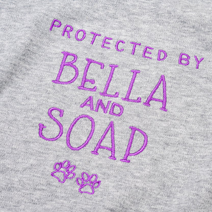 Personalized 100% Cotton Embroidered Protected By Pet Baby Bodysuit with Text and Paw Print Baby Shower Birthday Gift for Newborn Baby