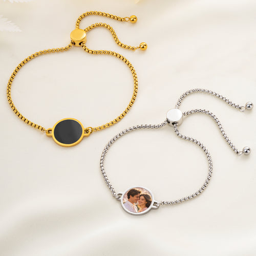 Personalized Heat-Activated Hidden Photo Adjustable Bracelet with Engraved Text Memorable Birthday Anniversary Gift for Women Men