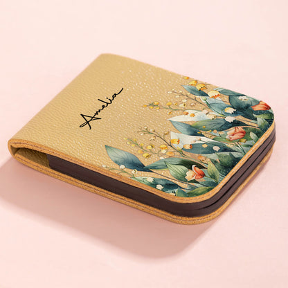 Personalized Watercolor Birth Flower Magnetic PU Leather Bookmark Clip with Name Reading Birthday Gift for Book Lovers Bookworms