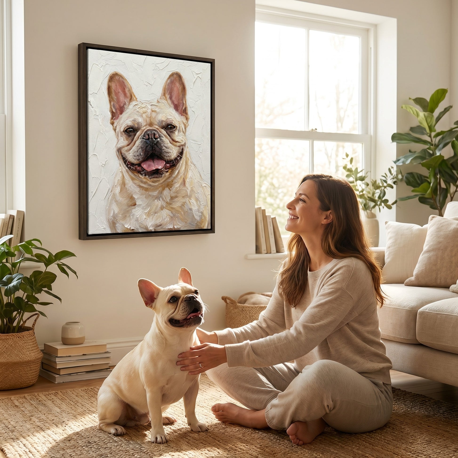 Personalized Modern Painting Texture Style Pet Photo Canvas Prints with Name Warm Minimalist Home Decor Ship from USA Birthday Gift for Pet Lovers