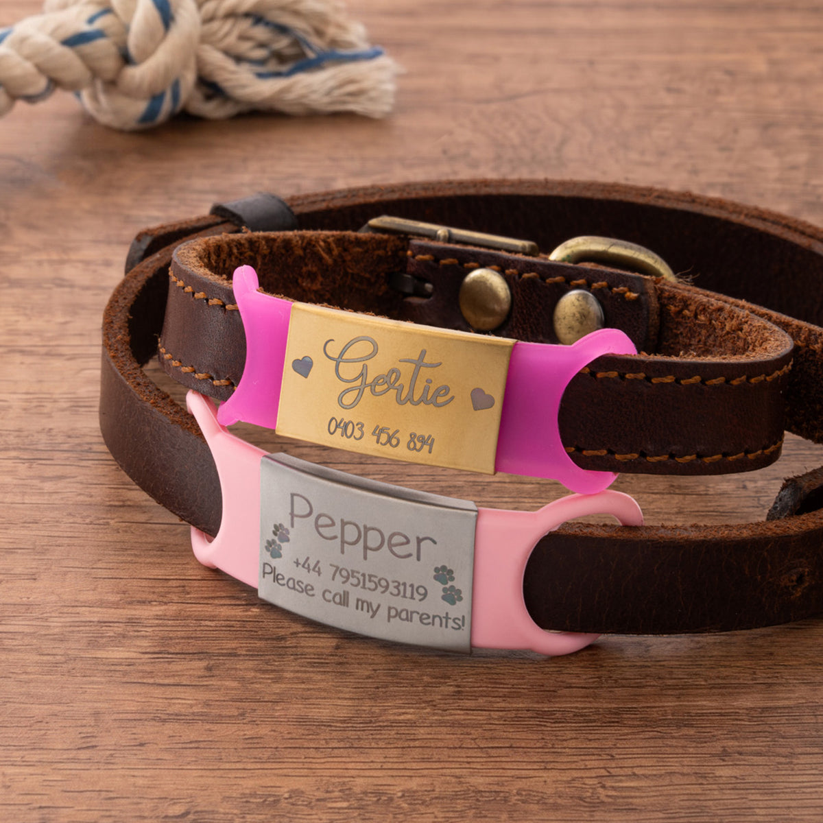 Personalized Silicone No-Slip Silent Slide on Pet Collar ID Tag with Engraved Name Phone Number Text Pet Supplies Birthday Gift for Pet Lovers Owners