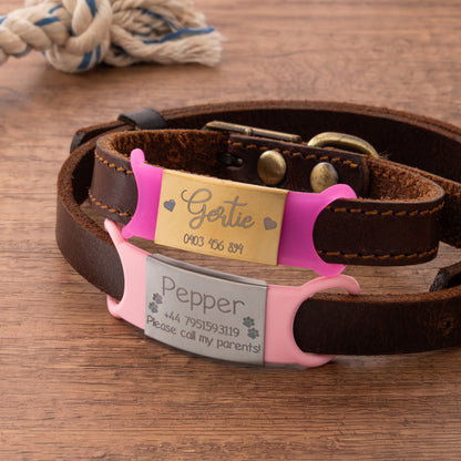 Personalized Silicone No-Slip Silent Slide on Pet Collar ID Tag with Engraved Name Phone Number Text Pet Supplies Birthday Gift for Pet Lovers Owners