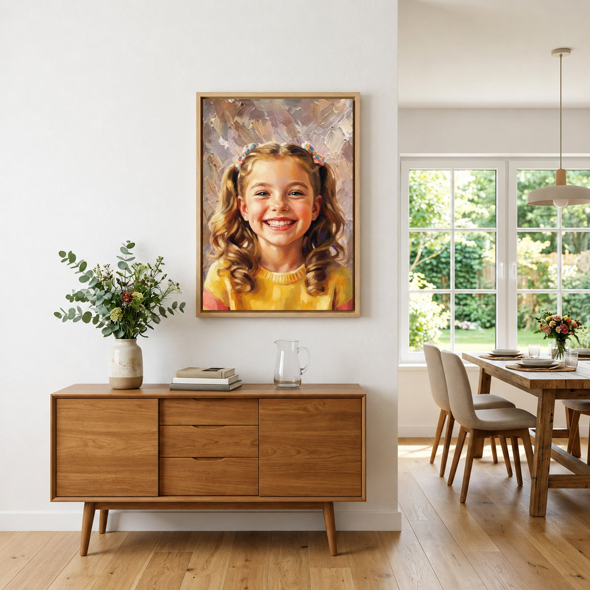 Personalized Modern Oil Painting Style Photo Framed Canvas Prints with Name Home Decor Ship from USA Housewarming Anniversary Gift for Family Friends