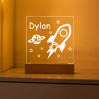 Rocket Night Light for Children Engraved Name