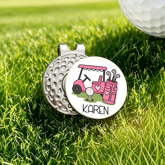 Personalized Golf Cart Golf Ball Marker Magnetic Hat Clip with Name Birthday Game Day Gift for Golf Player