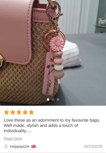 Personalized Birth Flower PU Leather Keychain with Engraved Name and Daisy Bead Pendant Wedding Party Birthday Gift for Bridesmaids Friends - CALLIE