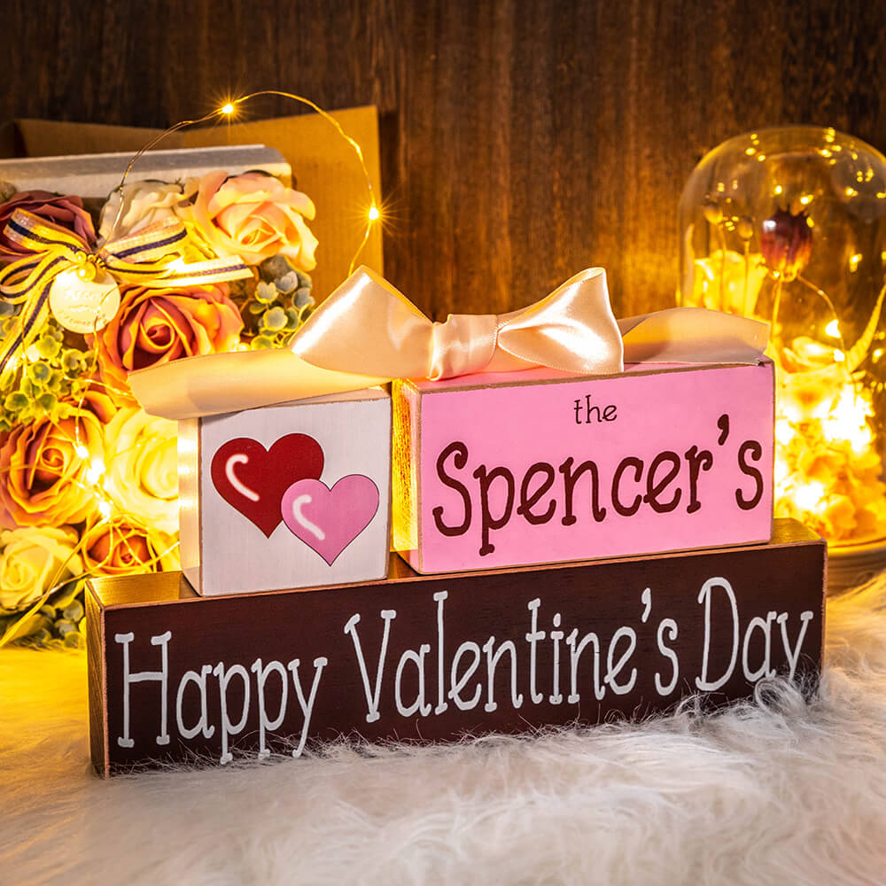 Engraved Wood Blocks Valentine's Day Decor