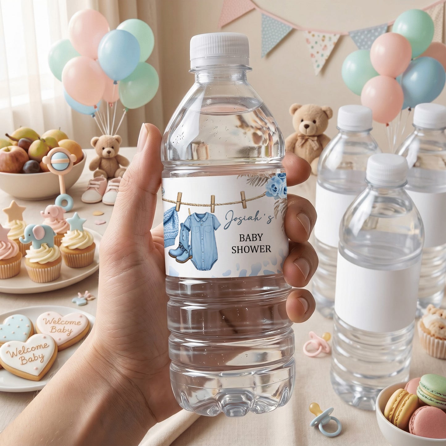 Personalized Leopard Print Baby Nutrition Facts Waterproof Water Bottle Labels Stickers with Name Set of 20  Baby Shower Party Gift for New Parents