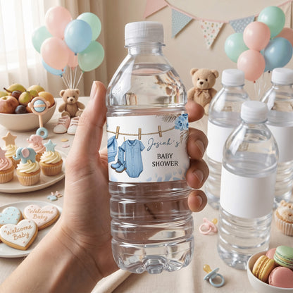 Personalized Leopard Print Baby Nutrition Facts Waterproof Water Bottle Labels Stickers with Name Set of 20  Baby Shower Party Gift for New Parents