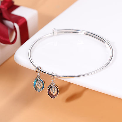 Mom Bracelet with Custom Leaves Birthstones & Initials