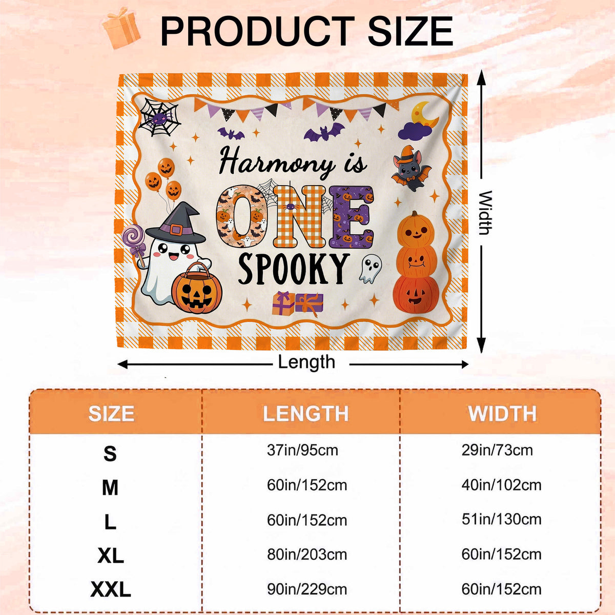 Personalized Cute Bat Pumpkin Ghost Banner with Name Party Backdrop Decor First Birthday Halloween Party Gift for New Parent Baby