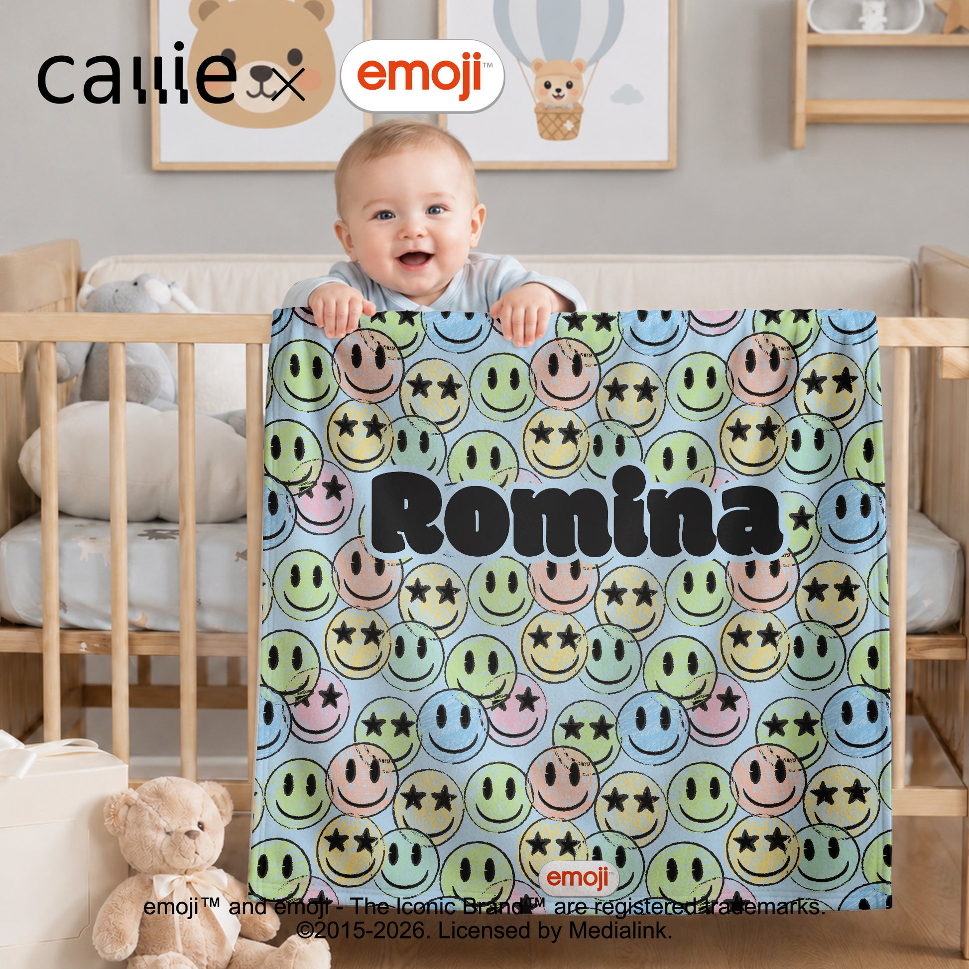 Personalized Playful emoji Soft Throw Blanket with Name Home Decor Birthday Gift for Friends Kids Family | Callie × emoji ™