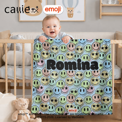 Personalized Playful emoji Soft Throw Blanket with Name Home Decor Birthday Gift for Friends Kids Family | Callie × emoji ™