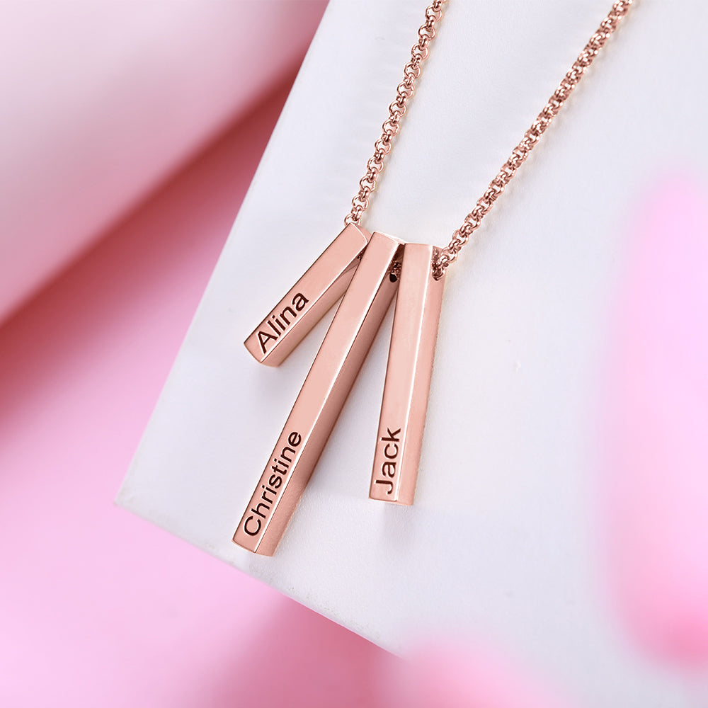 3D Triple Bar Name Necklace | Callie