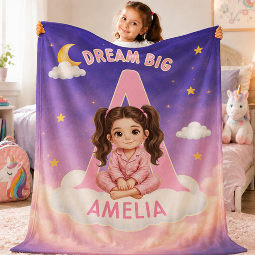 Personalized Cartoon Pajamas Kid Character Photo Soft Throw Blanket with Name Home Decor Birthday Back to School Gift for Kids Boys Girls