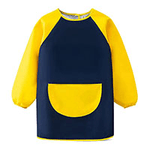 Personalized Cute Dinosaur Paint Waterproof Long Sleeve Apron with Name Text and Pocket Outdoor Activity Birthday Gift for Kids Students - CALLIE