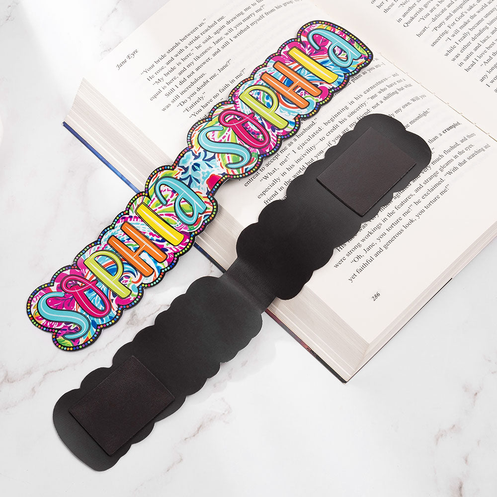Where Every Chapter Knows Your Name - Personalized Bright Paisley Floral Doodle Magnetic Bookmark Clips Reading Birthday Gift