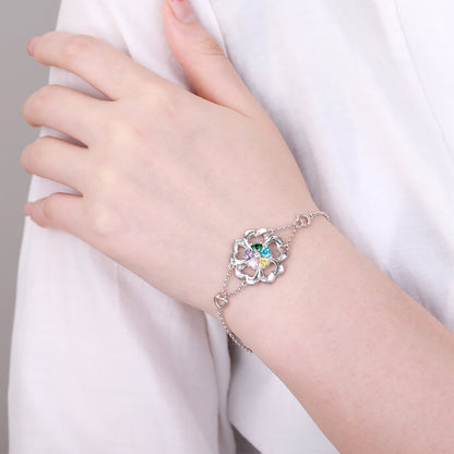 Women's Bracelet with Custom Heart Birthstone and Name